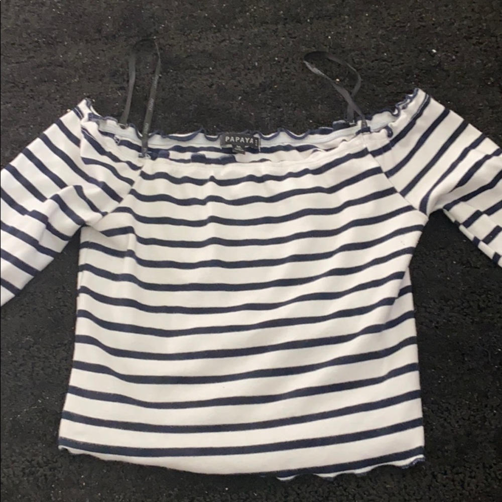 Off the shoulder Papaya shirt